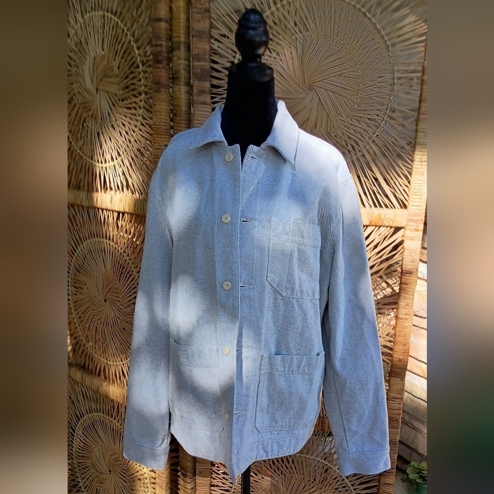 Ag Adriano Goldschmied 100% Cotton Light Gray Shirt Jean/Denim Jacket_M